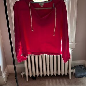 J. Crew Red Long Sleeve Tie Front Hoodie